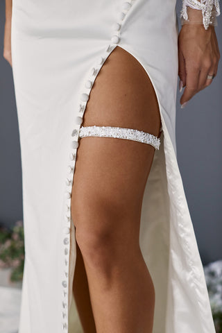 thin and dainty wedding garter 