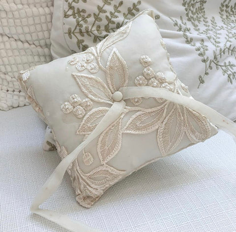 ring bearer pillow made using mother's wedding gown 