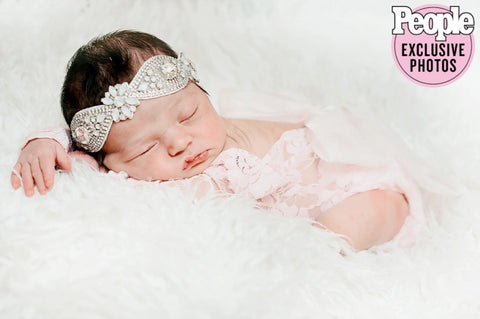 wedding garter as baby headband 