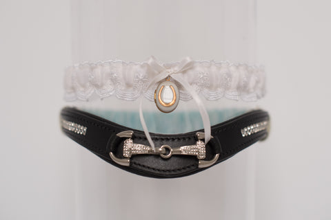 equestrian horse bit garter with locket 