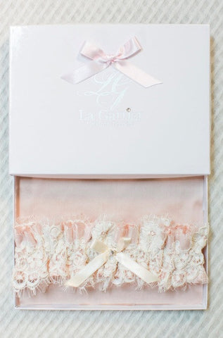 blush pink wedding garter 