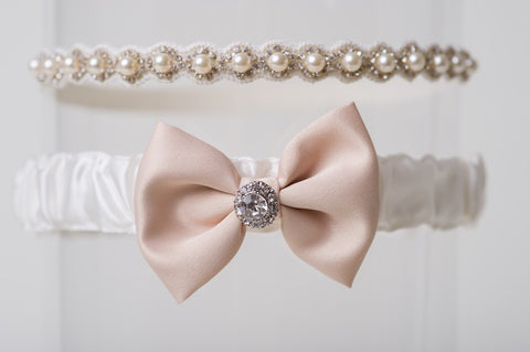 ivory pearl bridal garter 