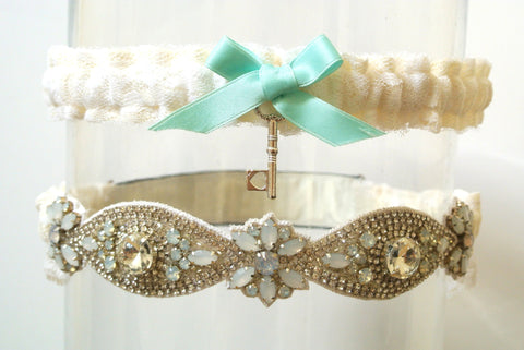 St Lucia Blue wedding garter 