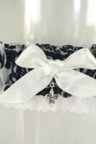 fleur de lis charm wedding garter 