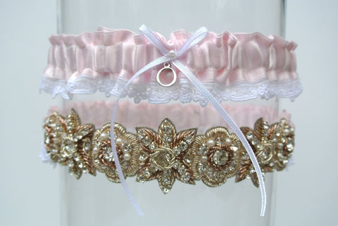 rose gold wedding garter 