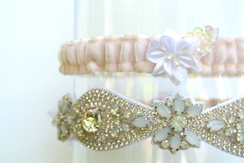 pink wedding garter 