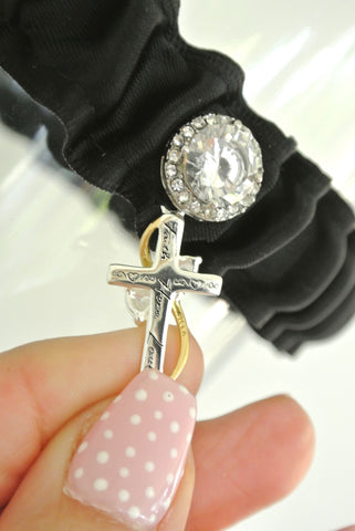 wedding garter with cross 