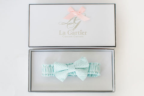 mint julep wedding garter seersucker bridal garter 