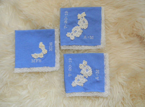 something blue wedding handkerchiefs 