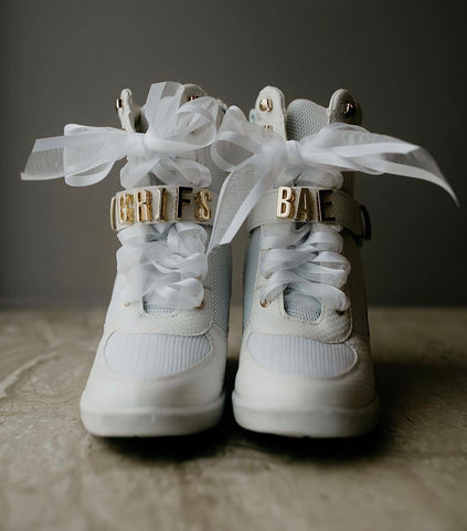 Custom Wedding Sneaker Spotlight: La Gartier Bride Nicole Campbell's C – La  Gartier Wedding Garters