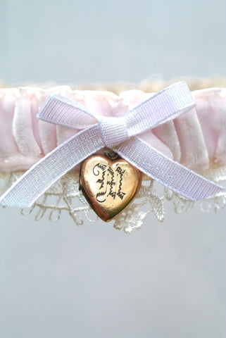 vintage locket wedding garter 