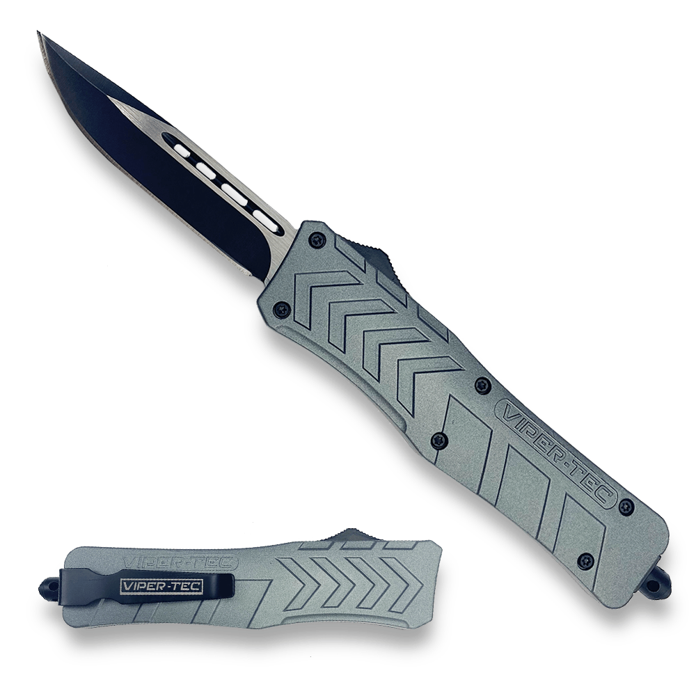 Grey VF-1 D/A OTF (Multiple Blade Styles Available) - Viper Tec Knives product image