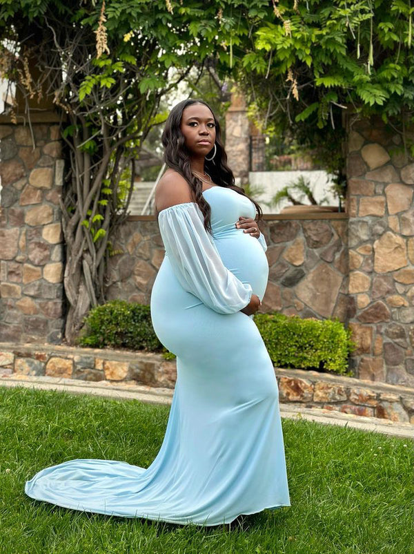 One Shoulder Maternity Gown – ANYUTA COUTURE