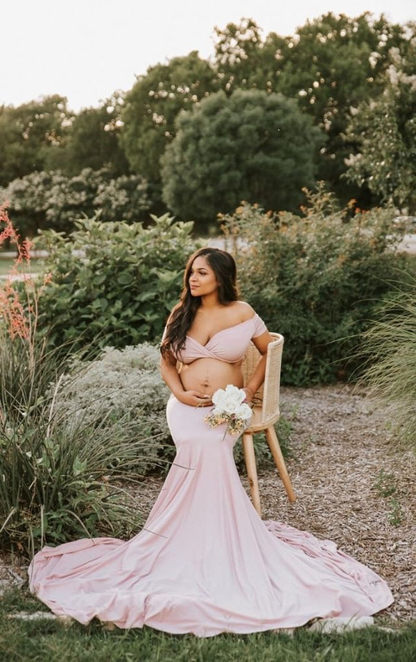 Open Belly Maternity Gown with Shorts