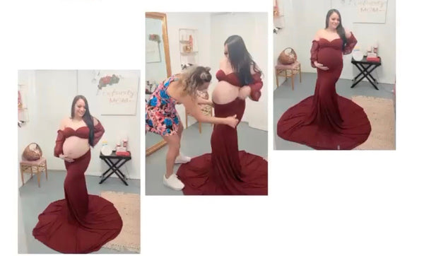 Open Belly Maternity Gown with Shorts