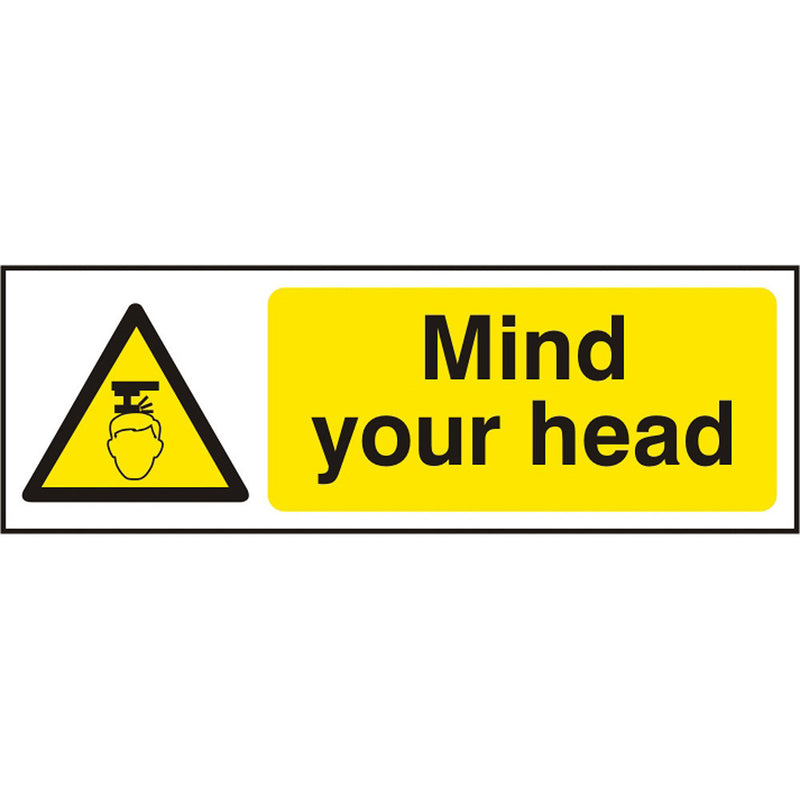 Mind Your Head Self Adhesive Vinyl Hazard Warning Safety Sign