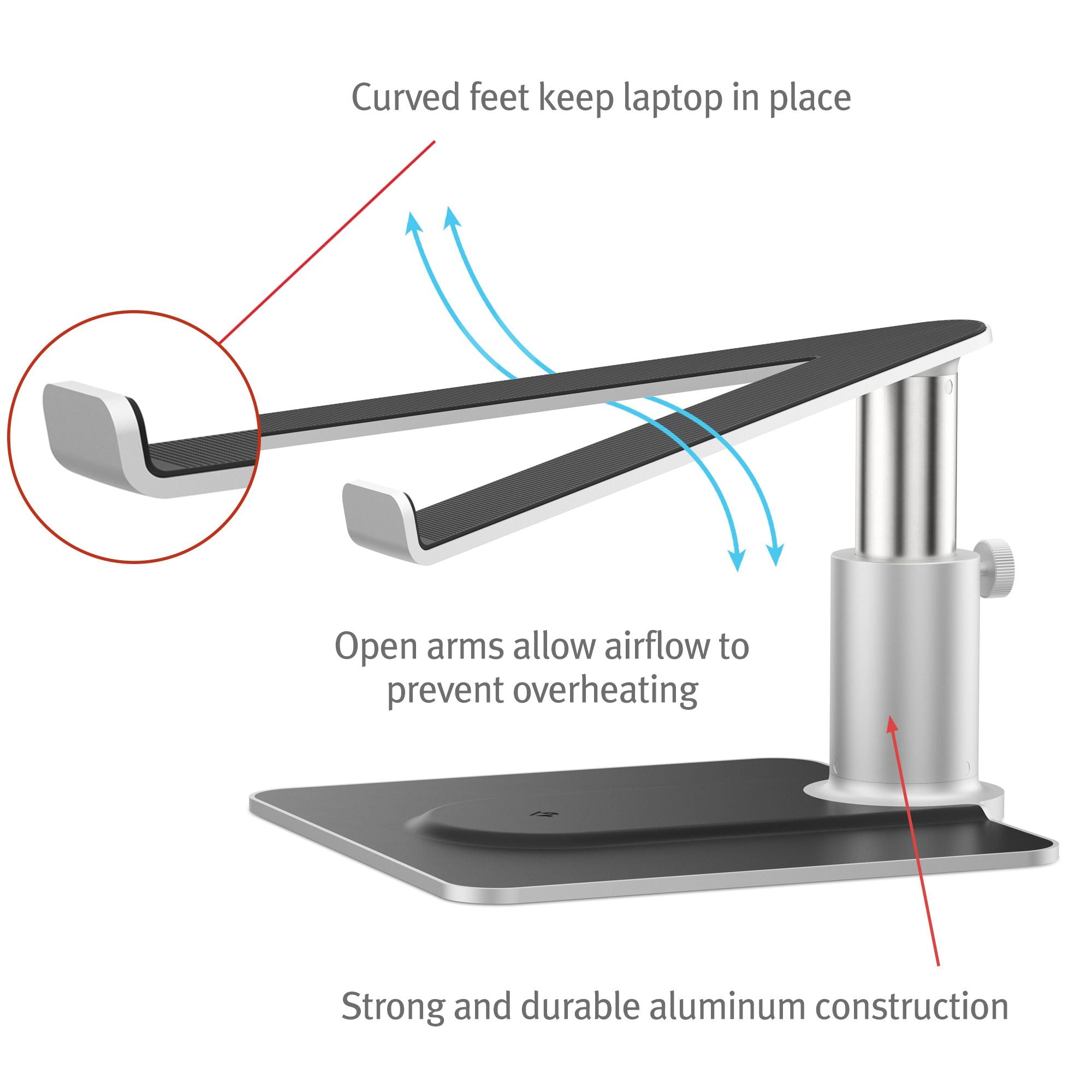 Twelve South Curve Flex | Ergonomic Height & Angle Adjustable Aluminum  Laptop/MacBook Stand/Riser, fits 10-17, Folds Flat for Portability  -Travel