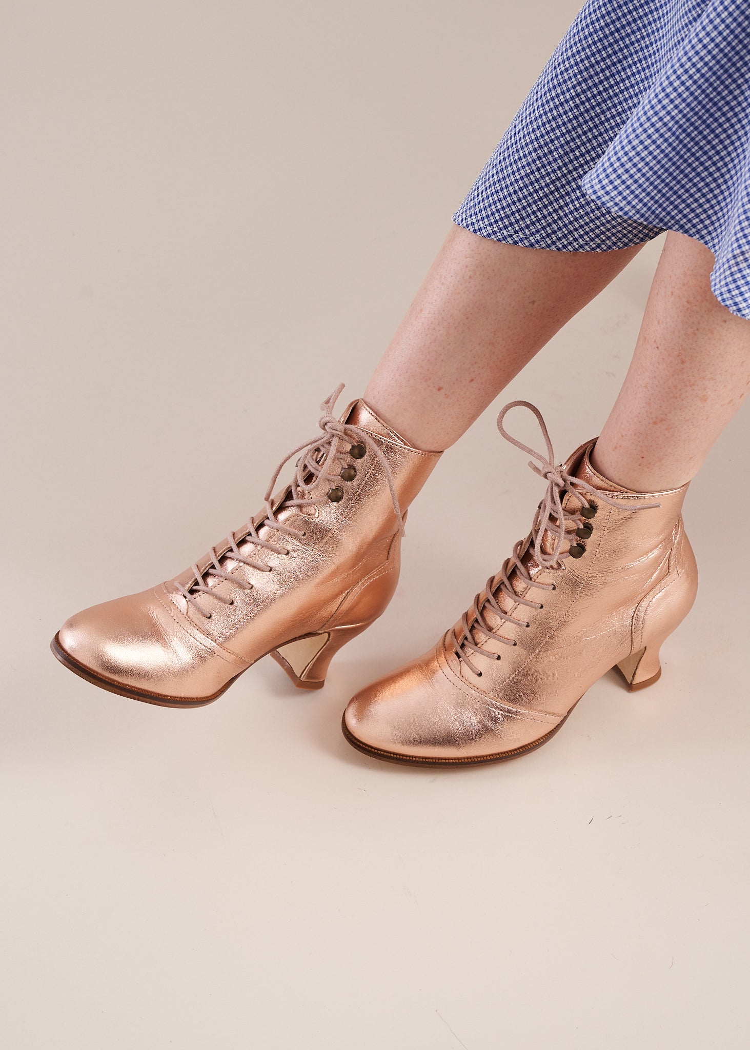 rose gold metallic booties