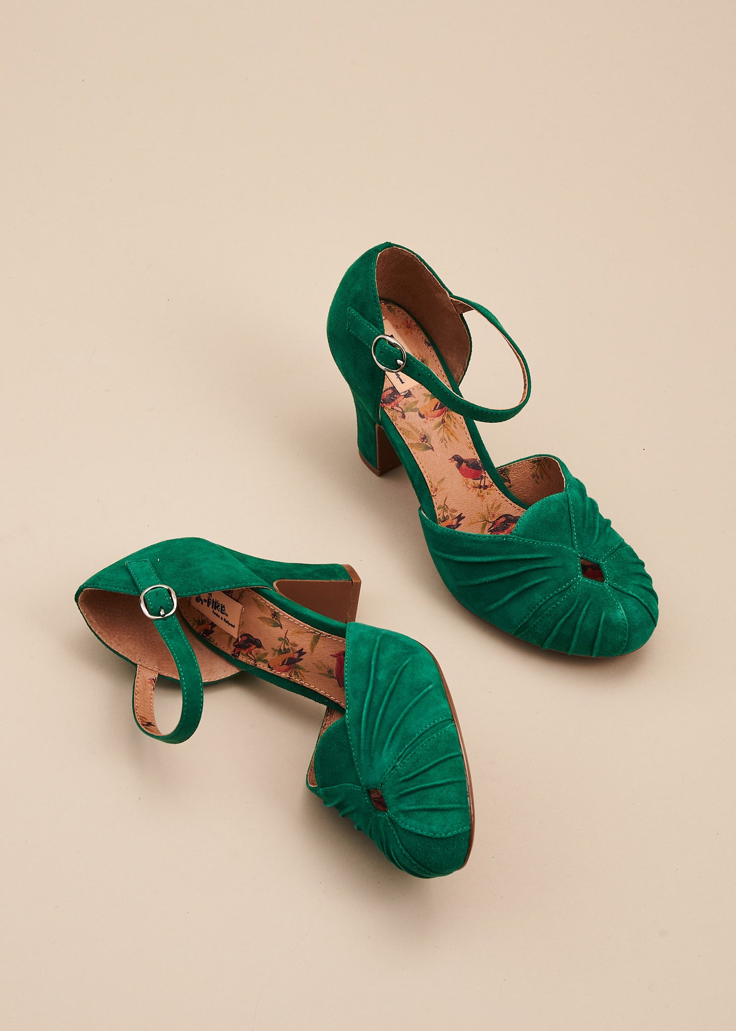 green ankle strap heels