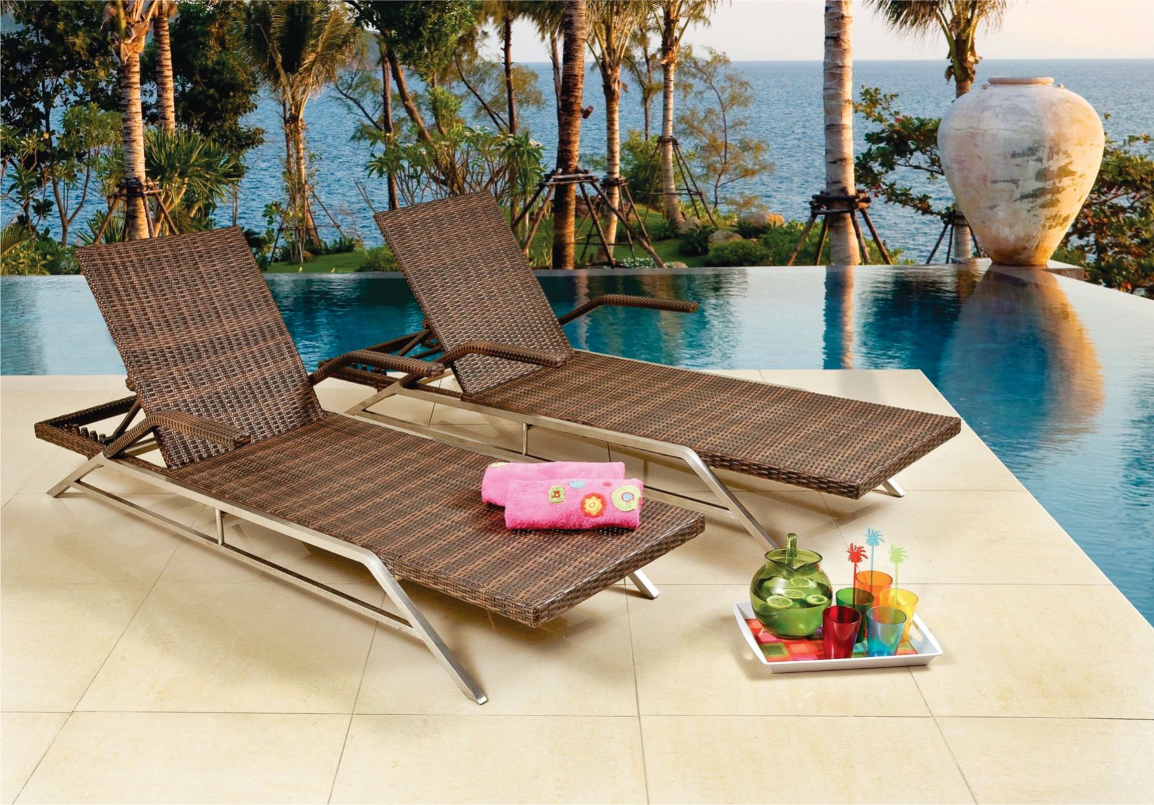 Sunray Outdoor Sun Lounger without cushion (Colour Wood Series) Tru