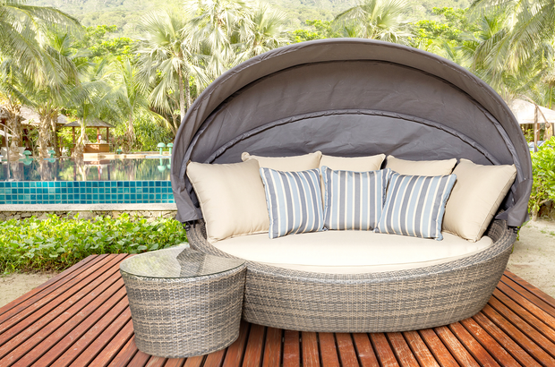 sunbrella deluxe patio swing daybed with canopy