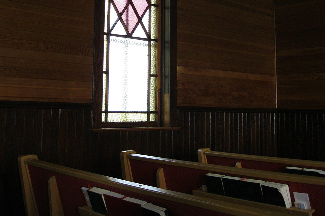 sitting inside church