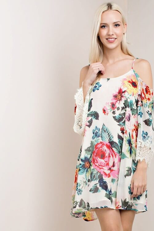 cold shoulder floral dress