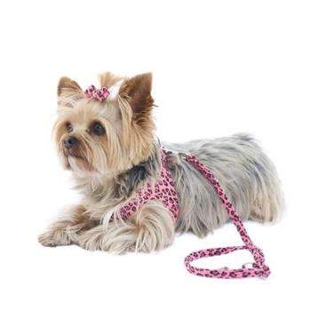 Pink Leopard Starlet Step In Ultra Suede Dog Harness.