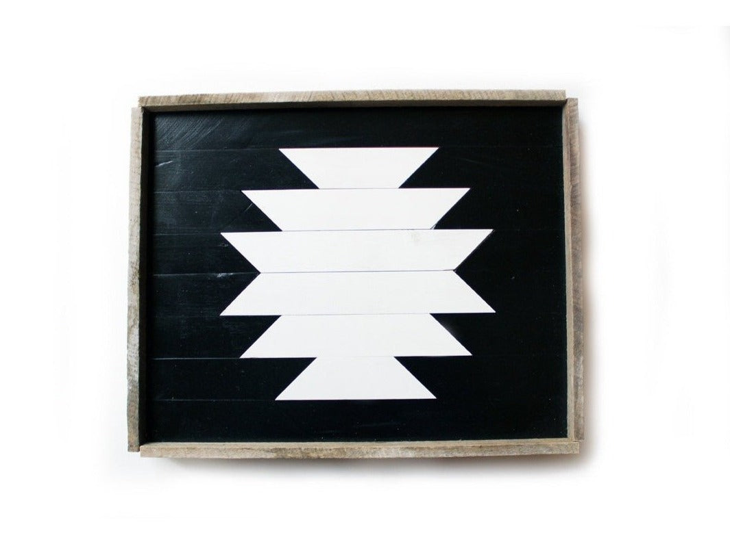 Serving Tray - Black and White Aztec