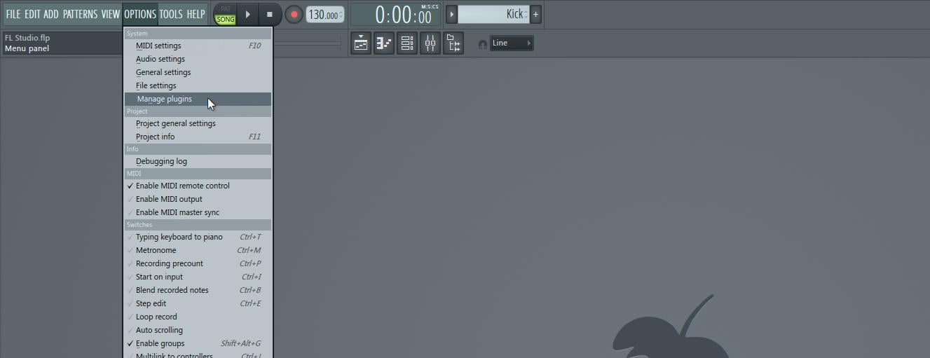 How to open the plugin manager in FL Studio