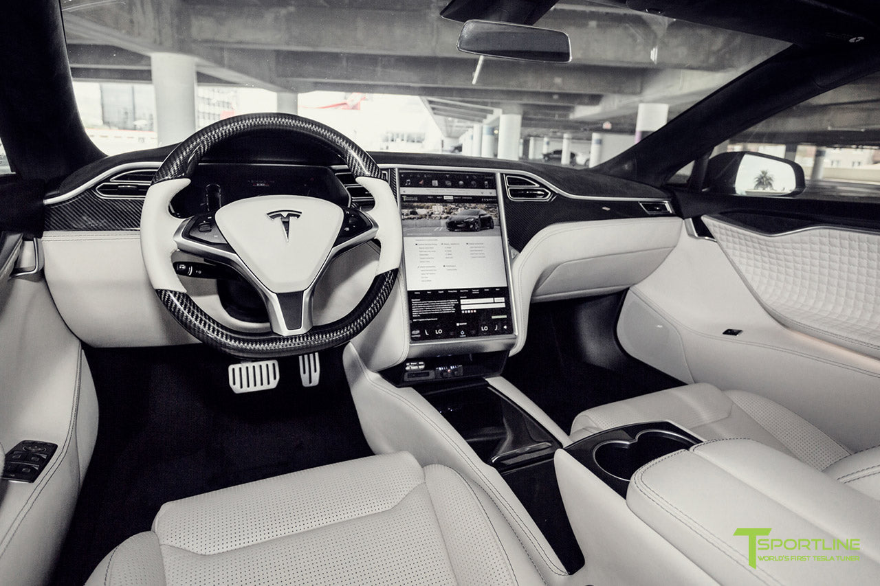 Black Tesla Model S 20 Custom Bentley Linen Interior