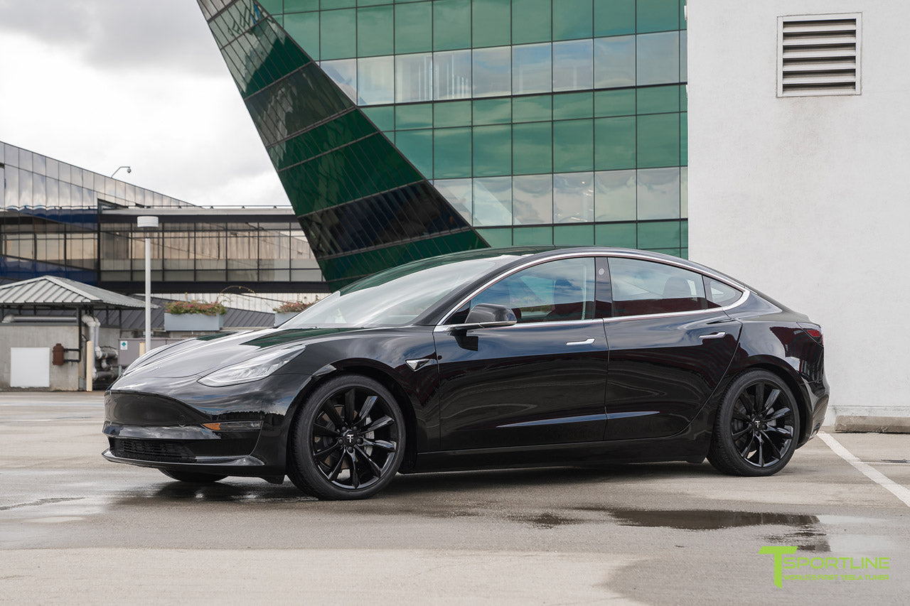 Black Dual Motor Tesla Model 3 with Lowering Springs and Gloss Black 1