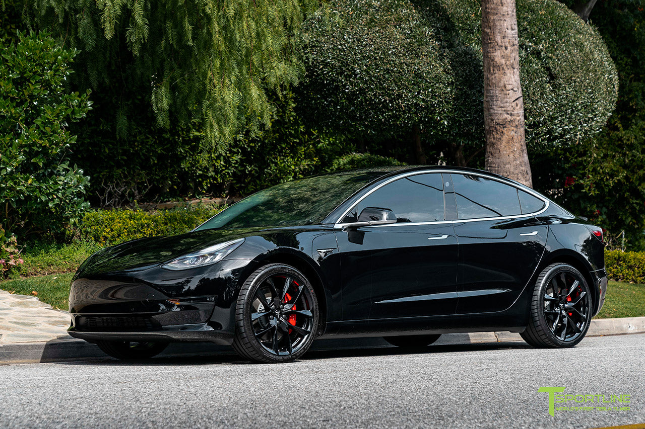 Black Tesla Model 3 with Gloss Black 20" TSS Flow Wheels by T S