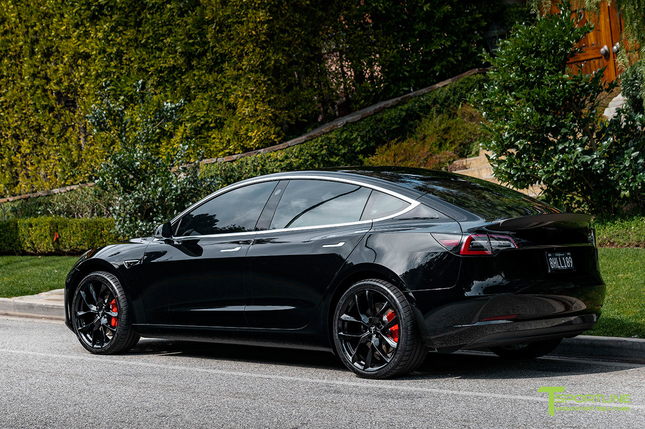 Black Tesla Model 3 with Gloss Black 20" TSS Flow Wheels by T S