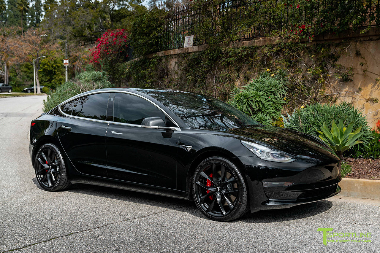 Black Tesla Model 3 with Matte Black 20" TSS Flow Wheels by T S