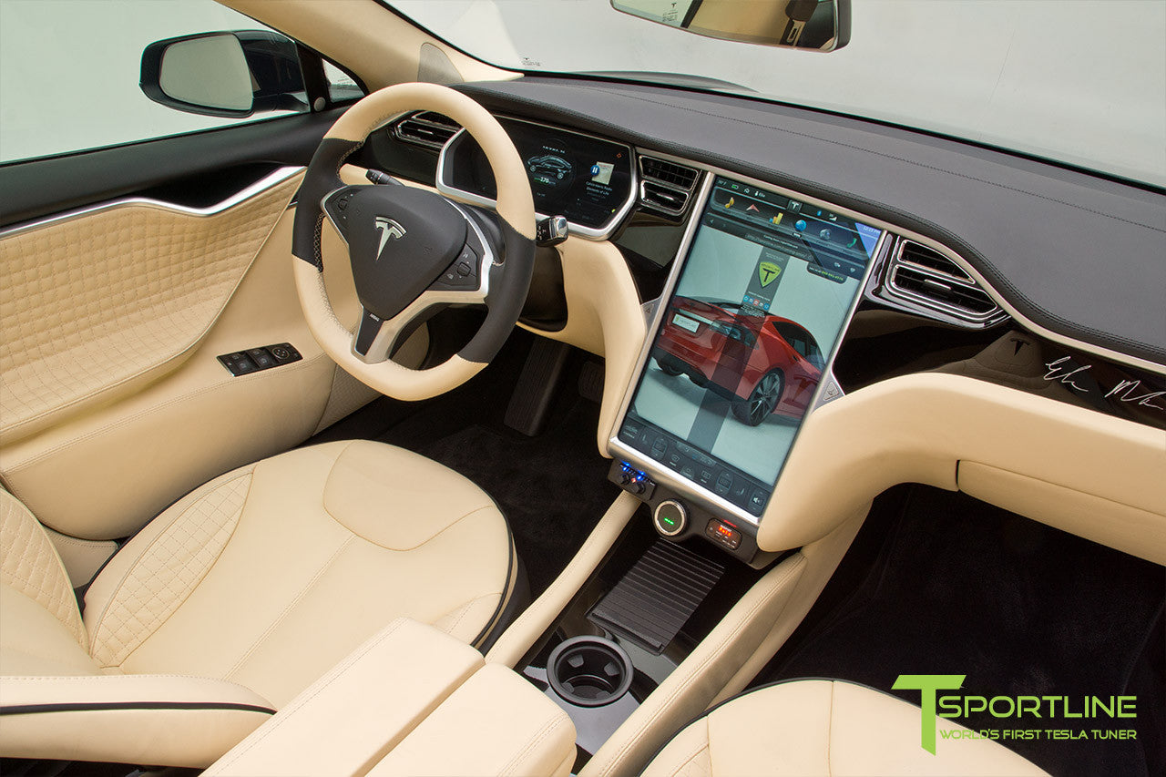 Black Tesla Model S 10 Custom Ferrari Creme Interior