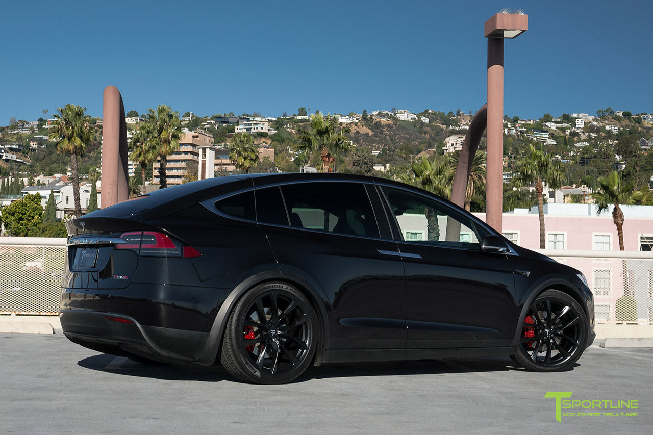 Black Tesla Model X with Matte Black 22 inch TSS Flow Wheels by