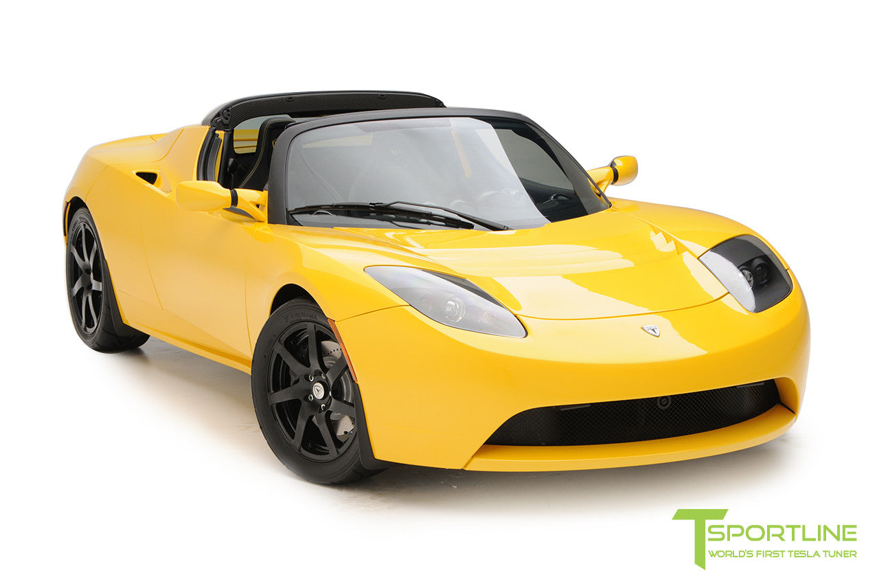 Brilliant Yellow Tesla Roadster Custom Ferrari Black