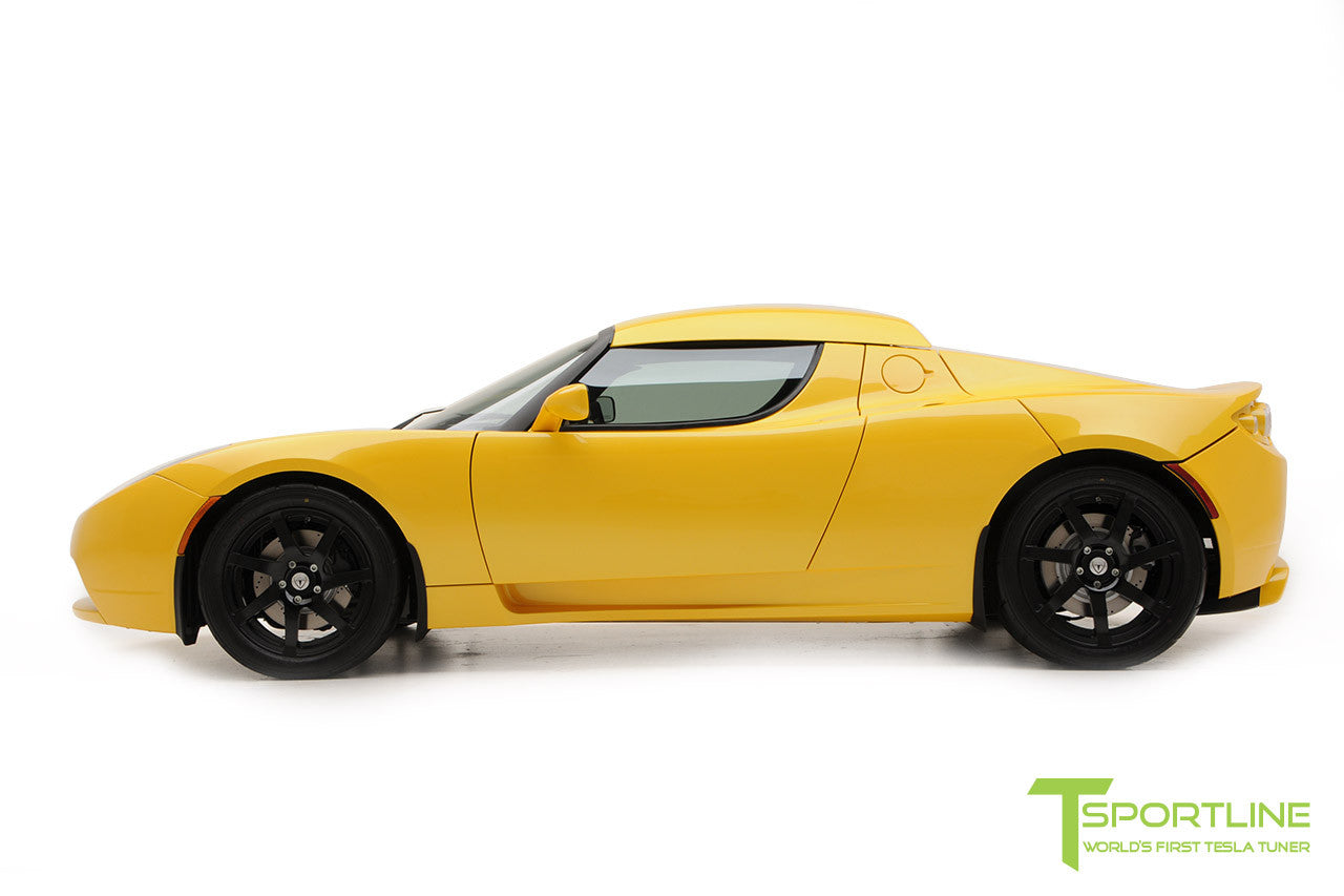 Brilliant Yellow Tesla Roadster Custom Ferrari Black