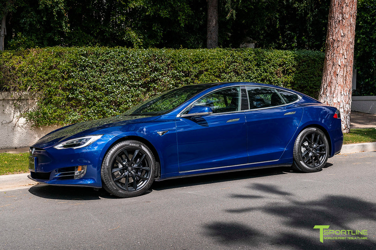 Deep Blue Metallic Tesla Model S With 19 Tss Flow Forged Wheels In Ma