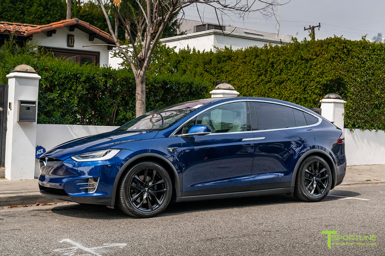 Deep Blue Metallic Tesla Model X With 20 Tss Flow Forged Wheels In Ma