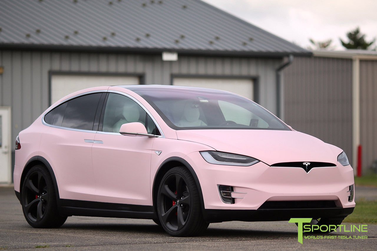 Light Pink Tesla Model X with Matte Black 22 inch MX5 Forged Wheels 2