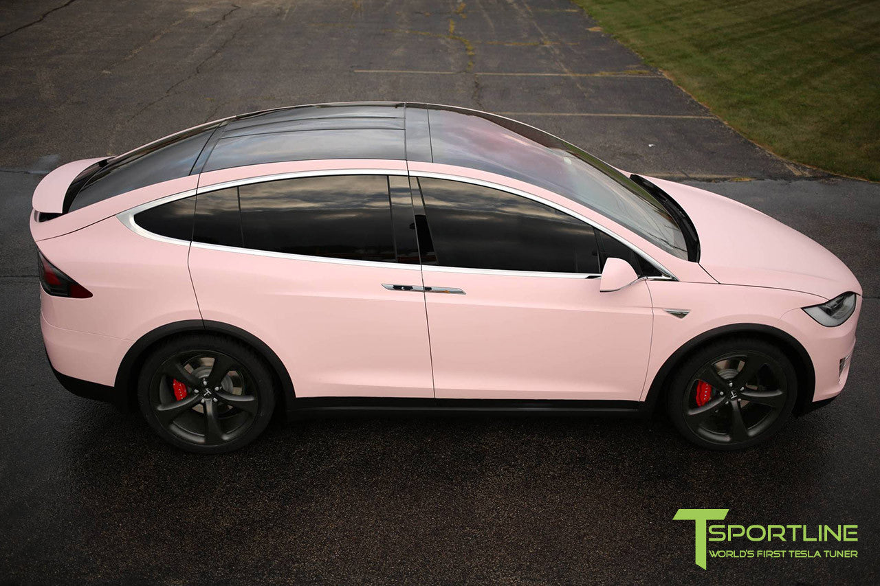 Light Pink Tesla Model X with Matte Black 22 inch MX5 Forged Wheels 3