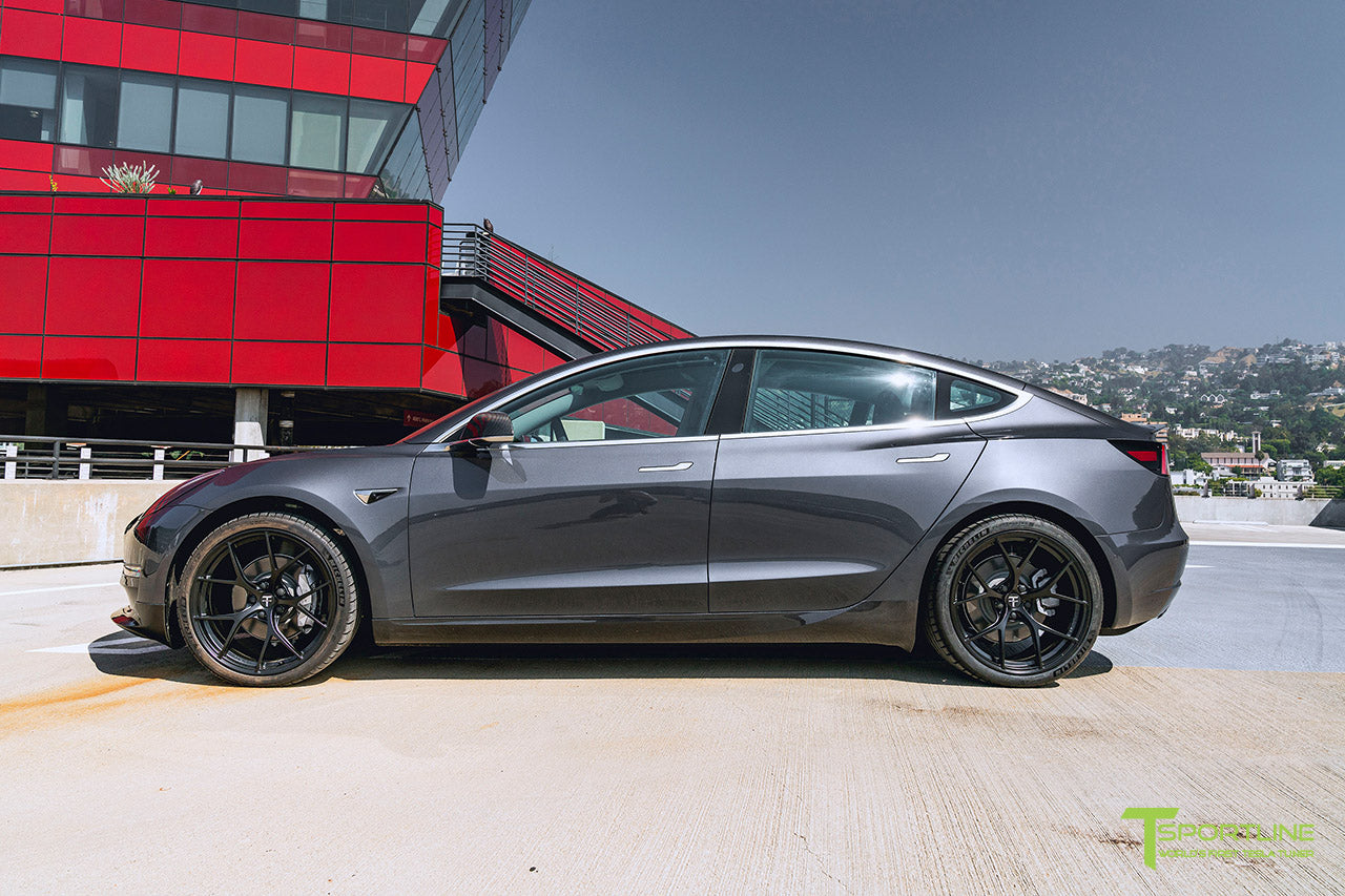 Midnight Silver Metallic Tesla Model 3 with Carbon Fiber Tesla Model 3