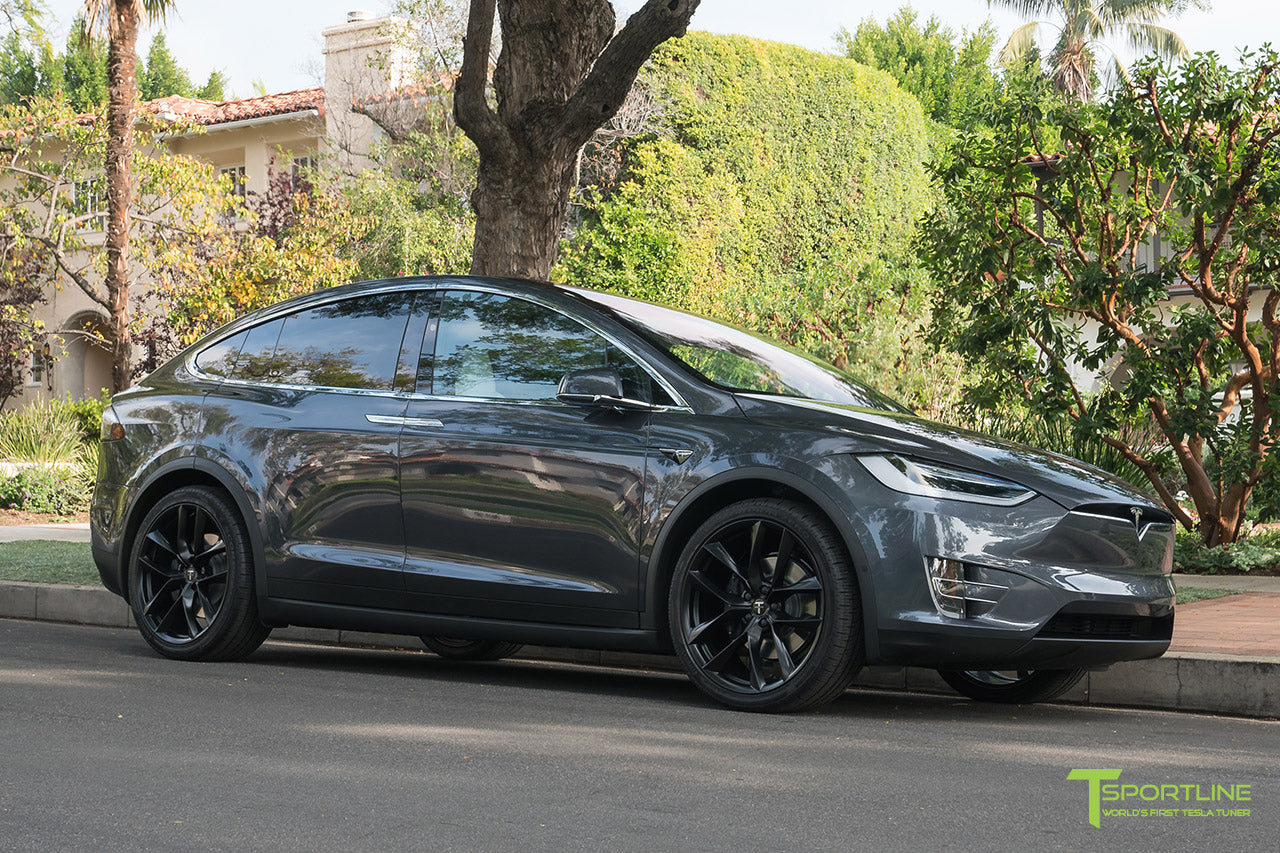 Midnight Silver Metallic Tesla Model X with Matte Black 22 inch TSS Fl
