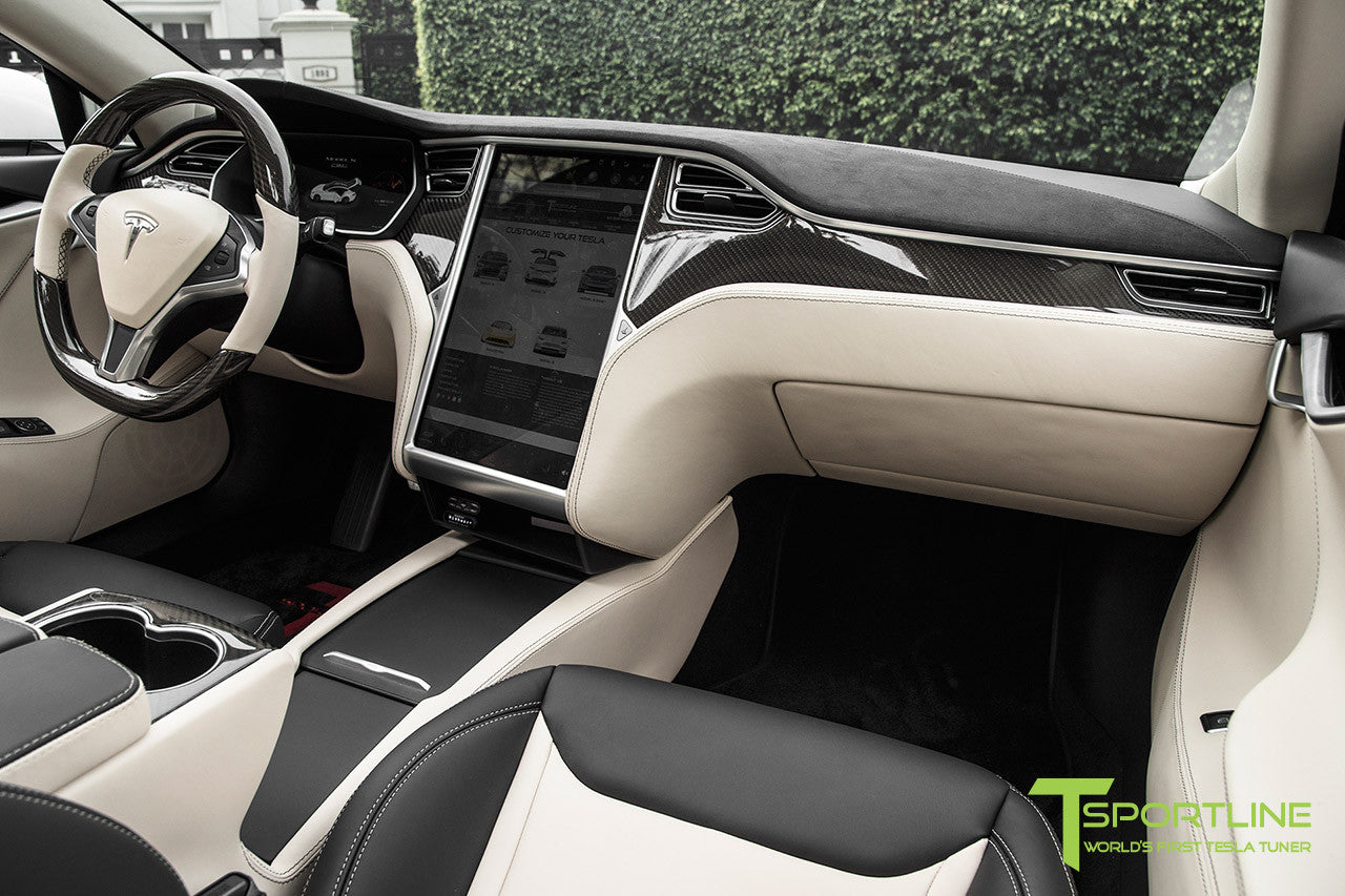 Pearl White Tesla Model S 20 Custom Bentley Linen And