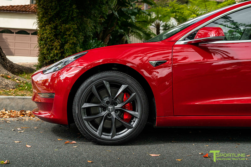 Red Multi-Coat Tesla Model 3 with 19" TSS Flow Forged ...