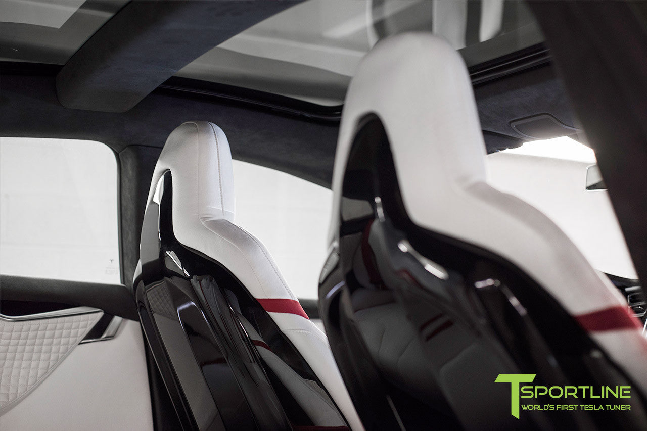 White Tesla Model S 10 Custom Red And White Alcantara