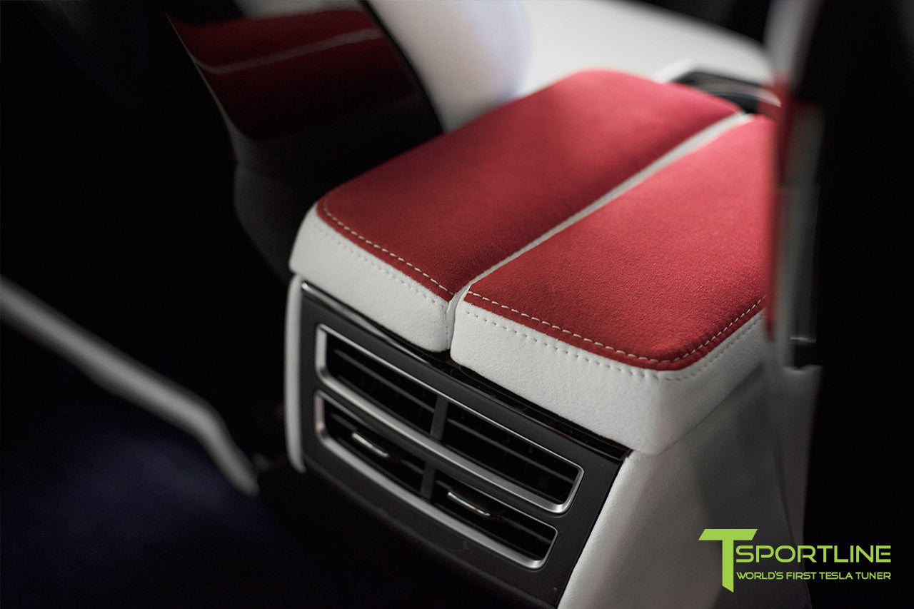 White Tesla Model S 10 Custom Red And White Alcantara