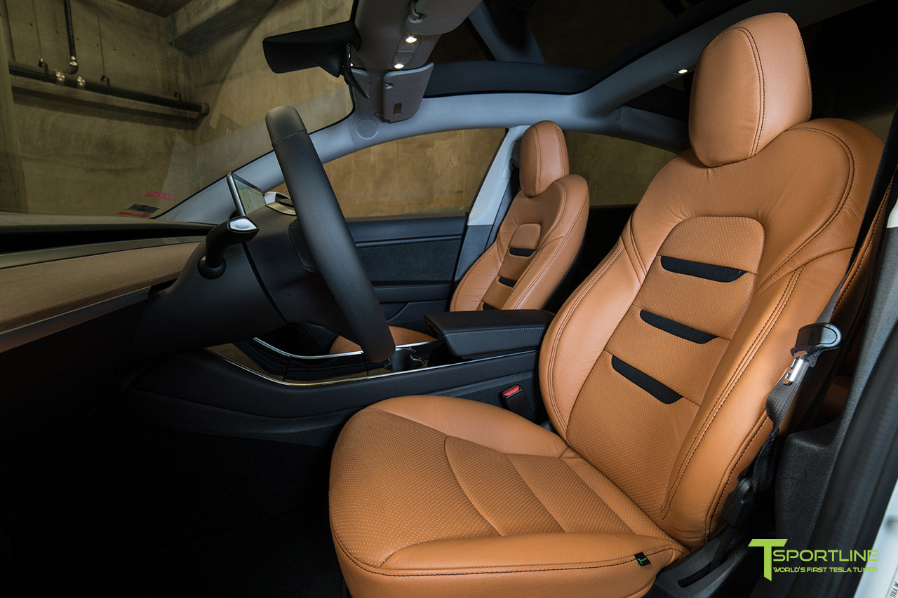 Custom Peanut Butter Leather Seat Upgrade Black Suede